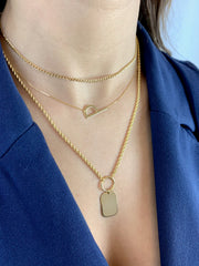 Selena: Halskette, Dog Tag, 14 KT Gelbgold