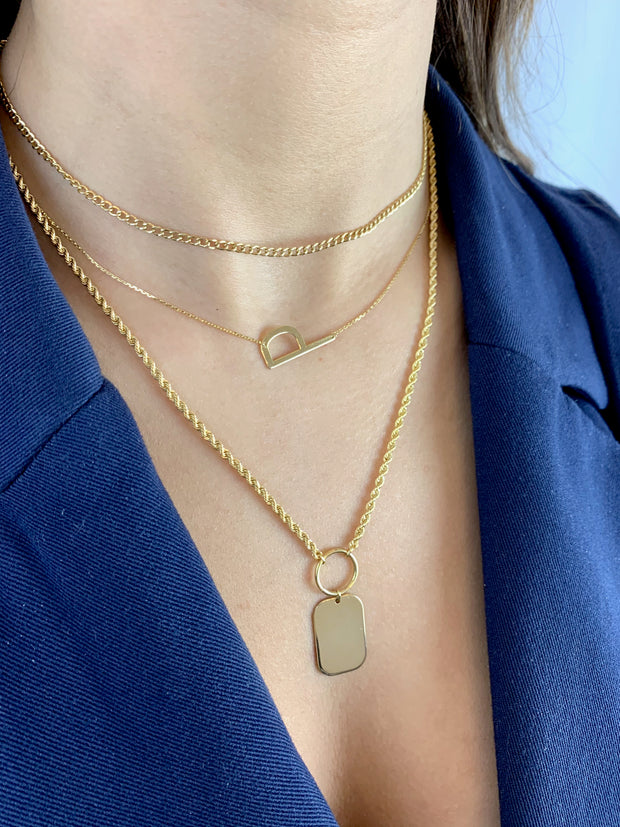 Selena: Halskette, Dog Tag, 14 KT Gelbgold