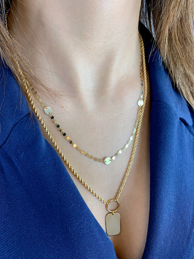 Selena: Halskette, Dog Tag, 14 KT Gelbgold