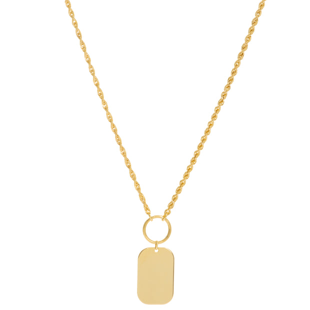 Selena: Halskette, Dog Tag, 14 KT Gelbgold
