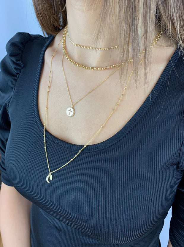 Starmoon: Halskette, Halbmond & Stern, 14 KT Gelbgold, Diamanten