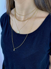 Starmoon: Halskette, Halbmond & Stern, 14 KT Gelbgold, Diamanten