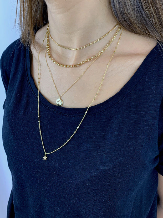 Starmoon: Halskette, Halbmond & Stern, 14 KT Gelbgold, Diamanten