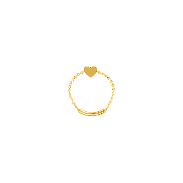 Sweetheart: Chain Ring, Herz, 14 KT Gelbgold